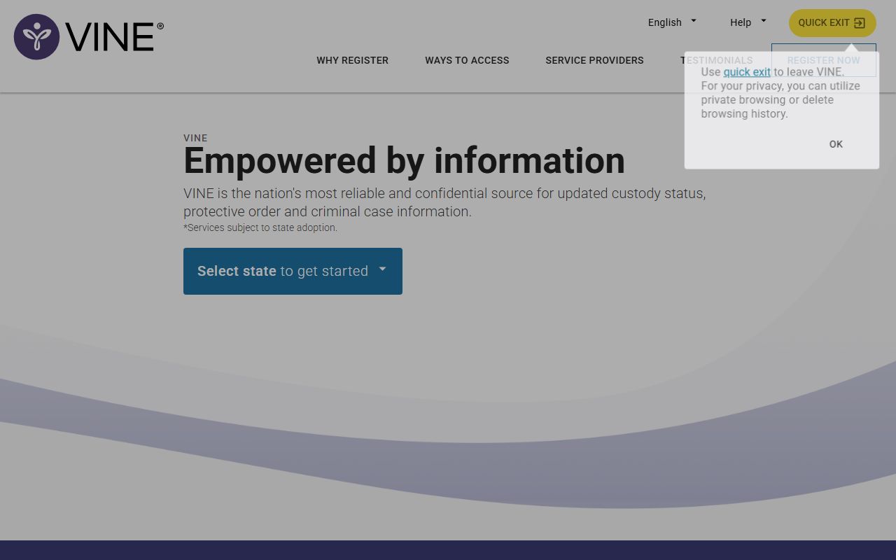 VINELink Texas custody notification portal